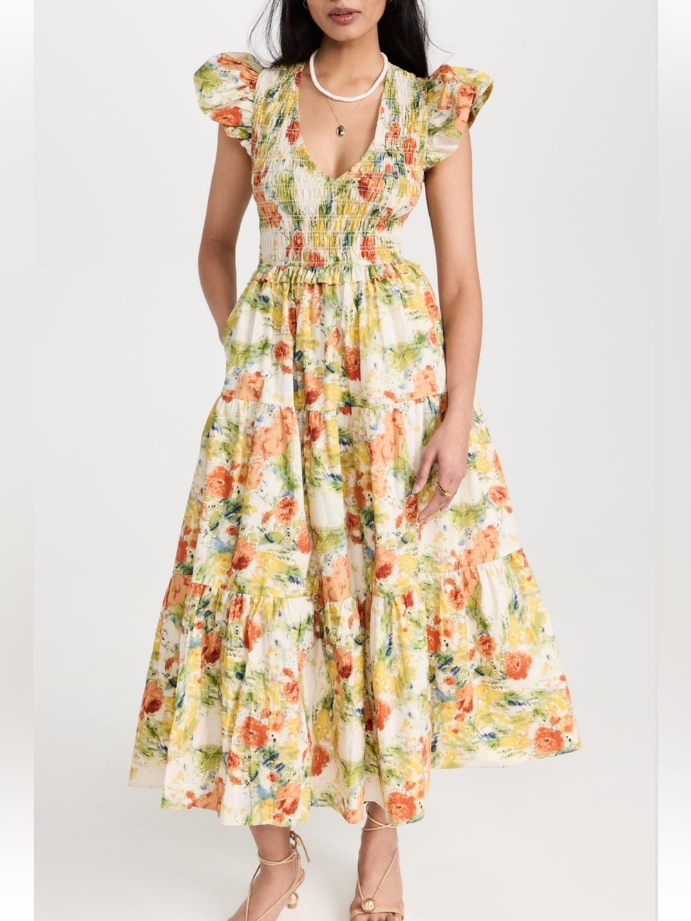Phoebe O.P.T Floral Maxi Dress | Romantic Cottagecore Boho Flowing Dress Small